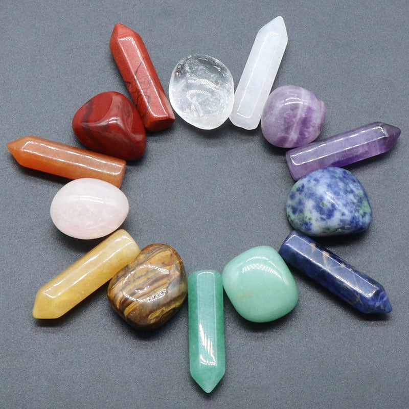 14pcs Pointed Quartz Crystal Healing Stones