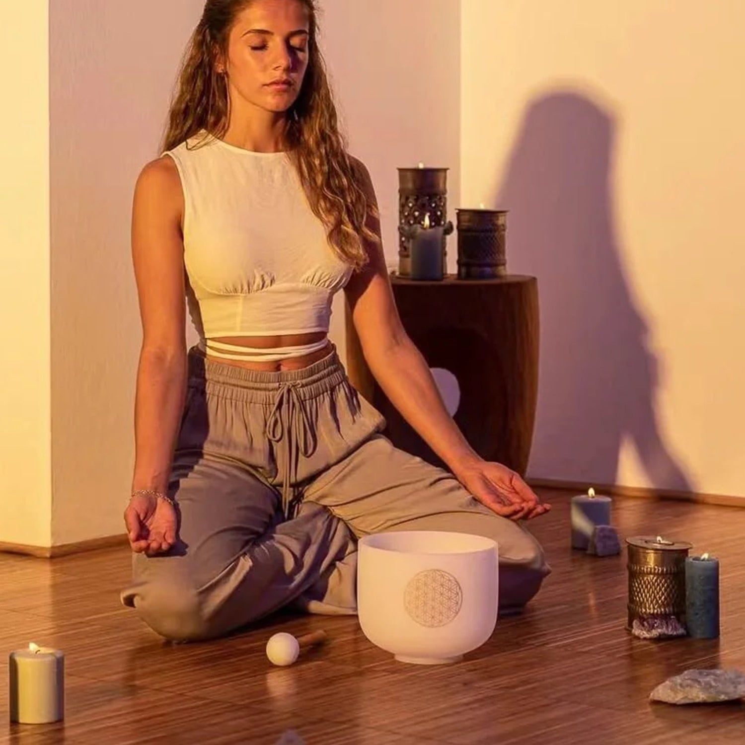 Quartz Crystal Singing Bowl for Healing Sound Meditation